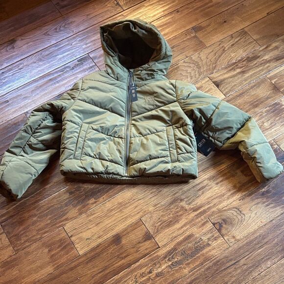 Women’s Vans Cropped Olive Green Puffer Jacket - Picture 1 of 13